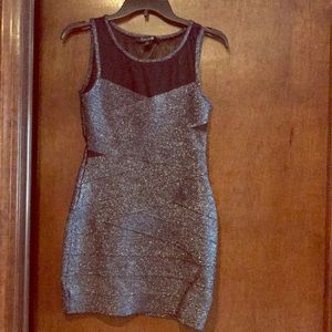 Black and silver cutout mini dress